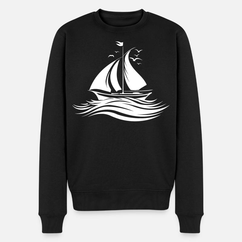 Segeln Skizze - Männer Premium Bio Pullover - Schwarz