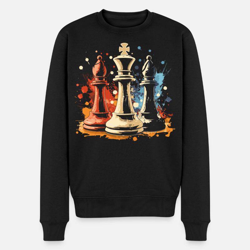 Chess Bishop and King Graffiti - Men's Premium Organic Jumper - black
