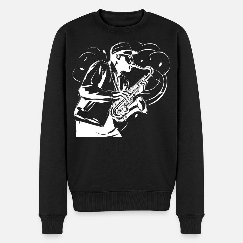 Saxophonist Skizze - Männer Premium Bio Pullover - Schwarz