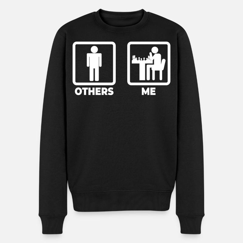 Schach Strichmännchen - Männer Premium Bio Pullover - Schwarz