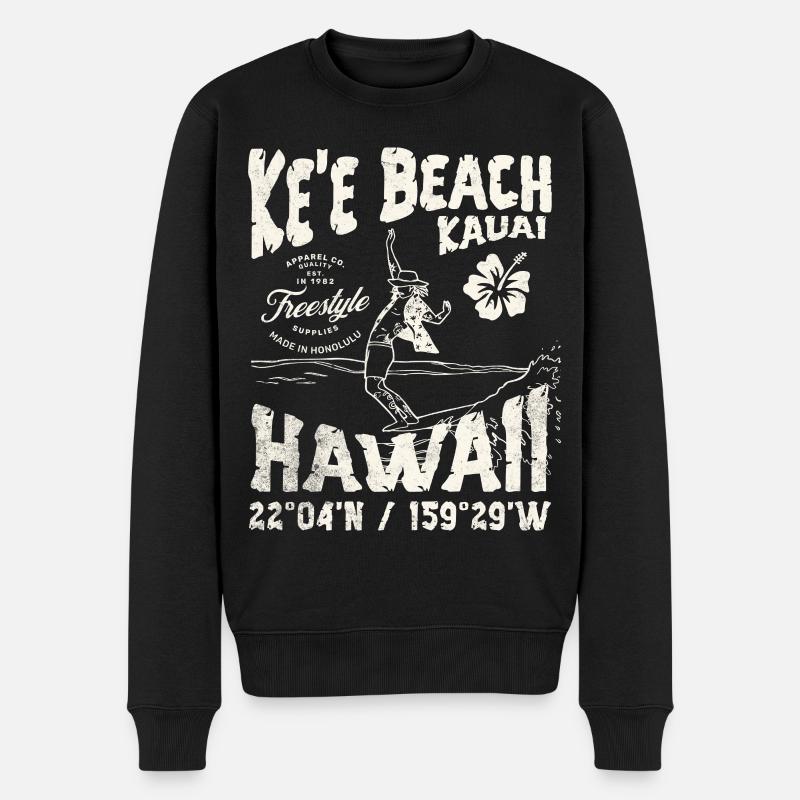 Aloha Surfbrett Hawaii Design - Männer Premium Bio Pullover - Schwarz