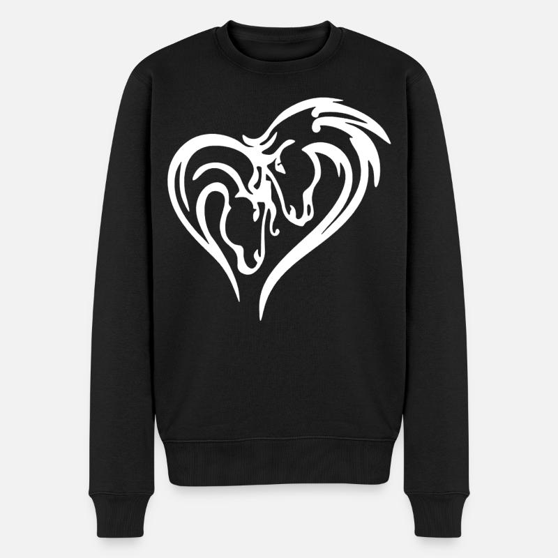 Pferdeherz (weiß) - Männer Premium Bio Pullover - Schwarz
