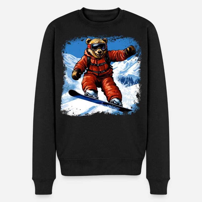 Ours Planche à neige - Pull Premium bio Homme - noir