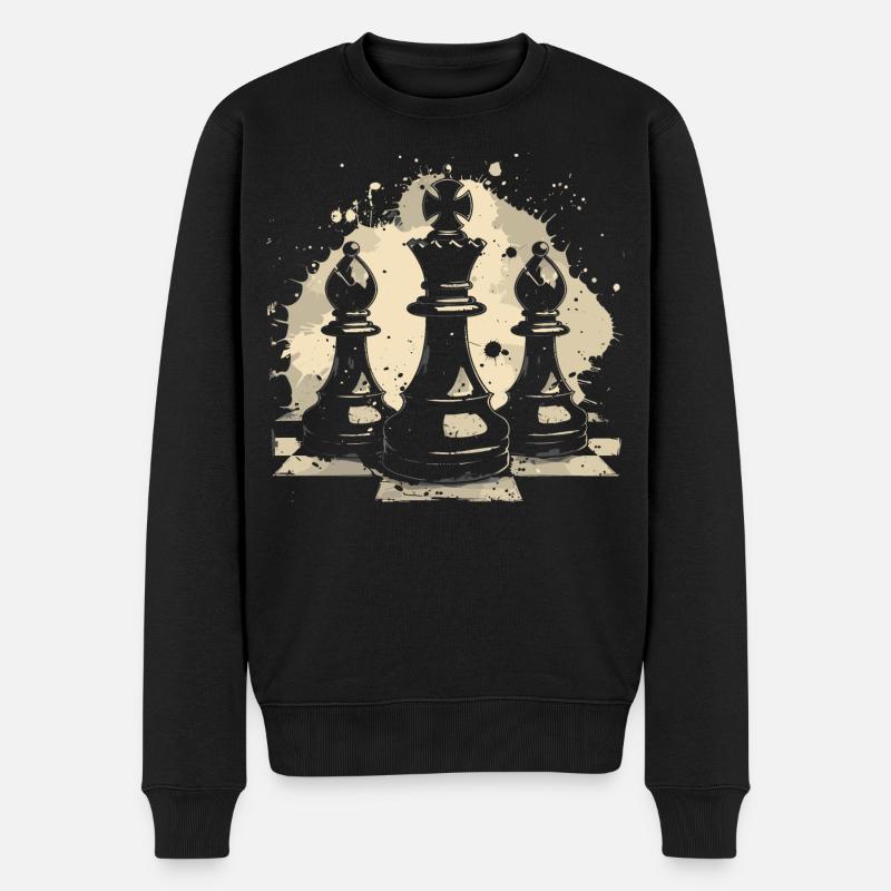 Schach Graffiti - Männer Premium Bio Pullover - Schwarz