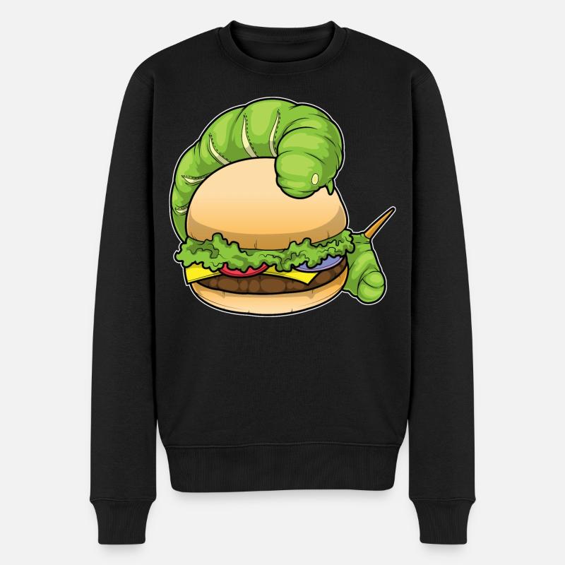 Raupe Cheeseburger - Männer Premium Bio Pullover - Schwarz
