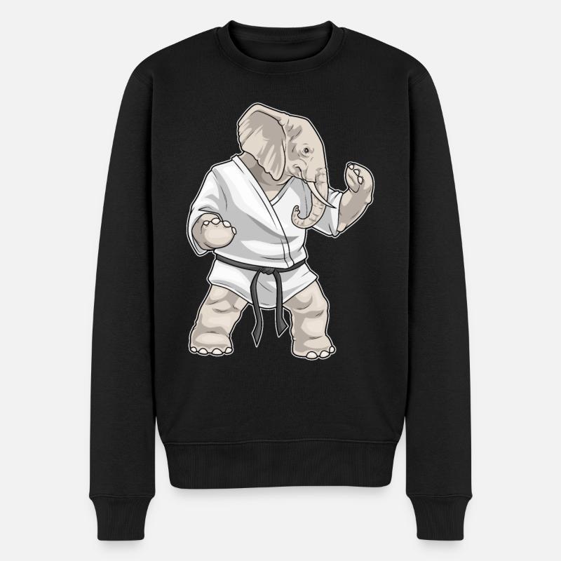 Elefant Karate Kampfsport - Männer Premium Bio Pullover - Schwarz