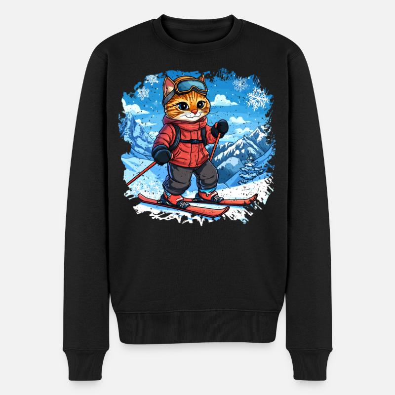 Ski Katzen - Männer Premium Bio Pullover - Schwarz