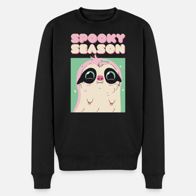 Spooky Season – Süßes Vampir-Faultier - Männer Premium Bio Pullover - Schwarz