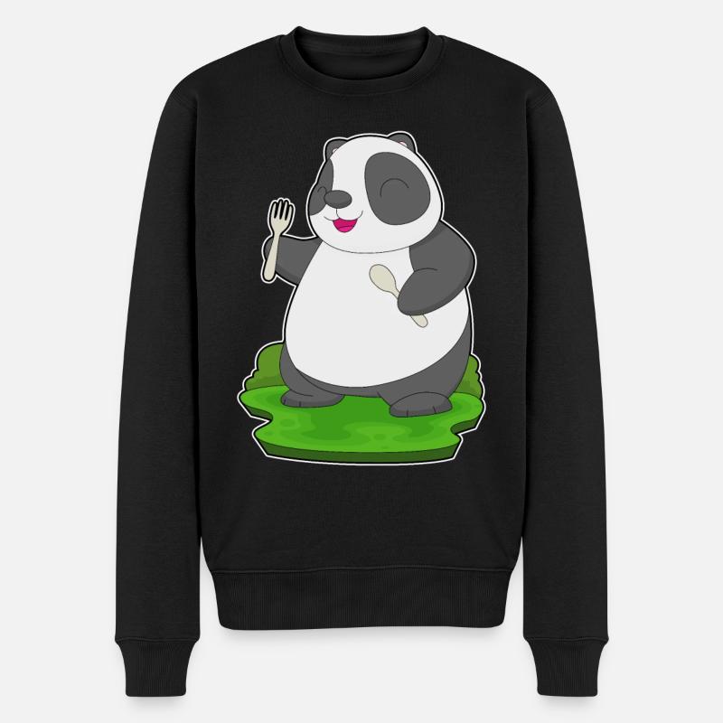 Fourchette cuillère panda - Pull Premium bio Homme - noir