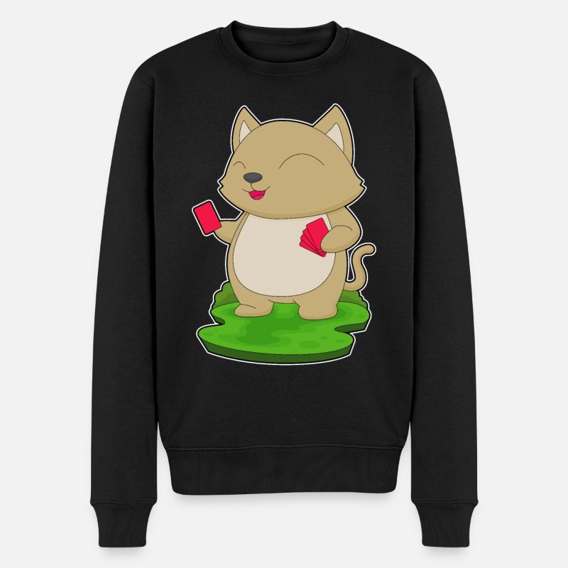 Katze Poker Pokerkarten - Männer Premium Bio Pullover - Schwarz