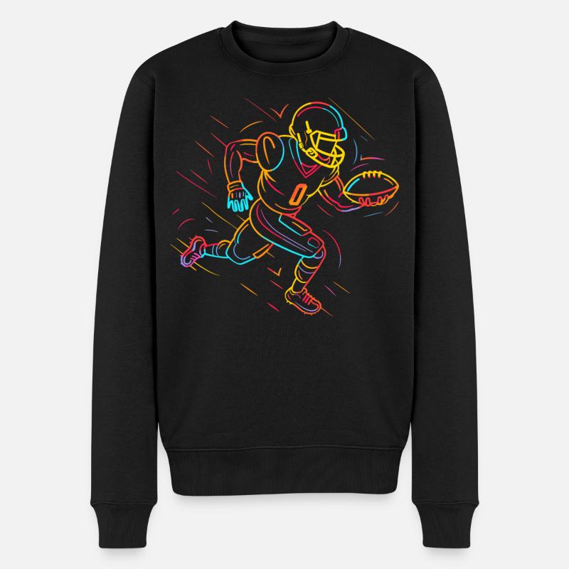 Footballer Line Art - Männer Premium Bio Pullover - Schwarz