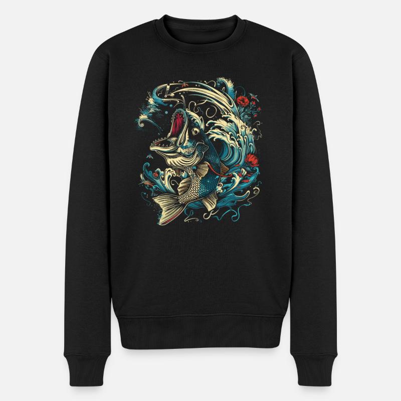 Style de dessin animé de pêche - Pull Premium bio Homme - noir