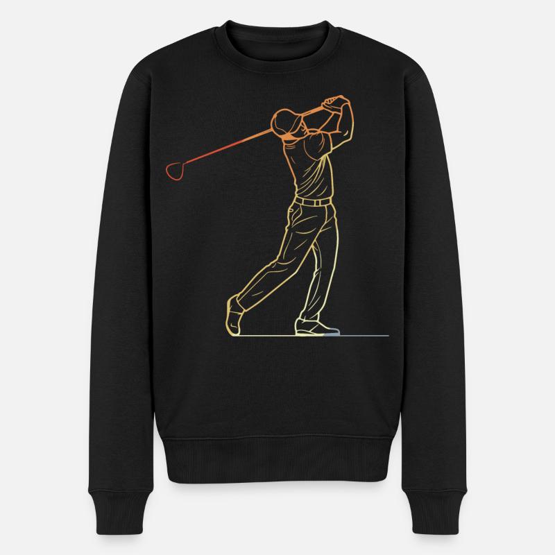Golfspieler Line Art - Männer Premium Bio Pullover - Schwarz