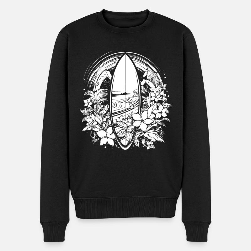 Planche de surf style bande dessinée - Pull Premium bio Homme - noir