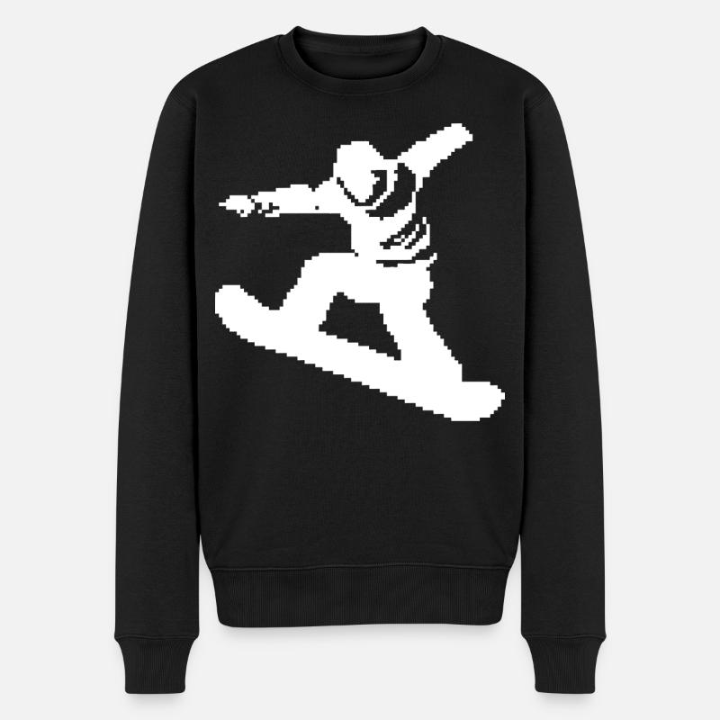 Graphique Pixel Snowboarder - Pull Premium bio Homme - noir