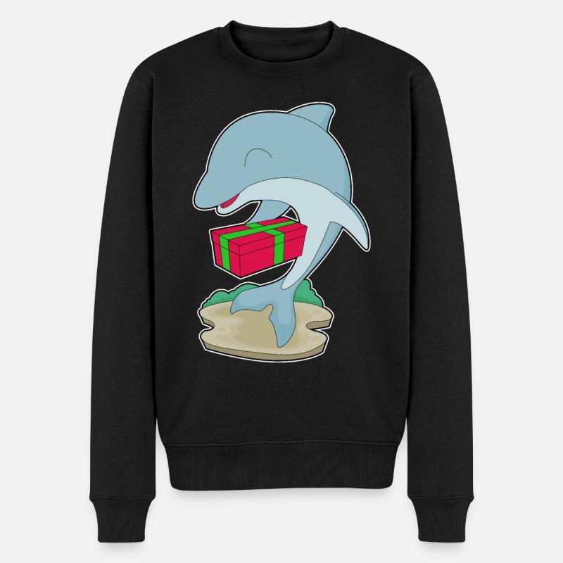 Delfin Weihnachten Paket - Männer Premium Bio Pullover - Schwarz