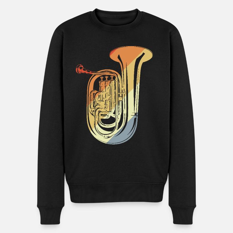Tuba Skizze Retro - Männer Premium Bio Pullover - Schwarz