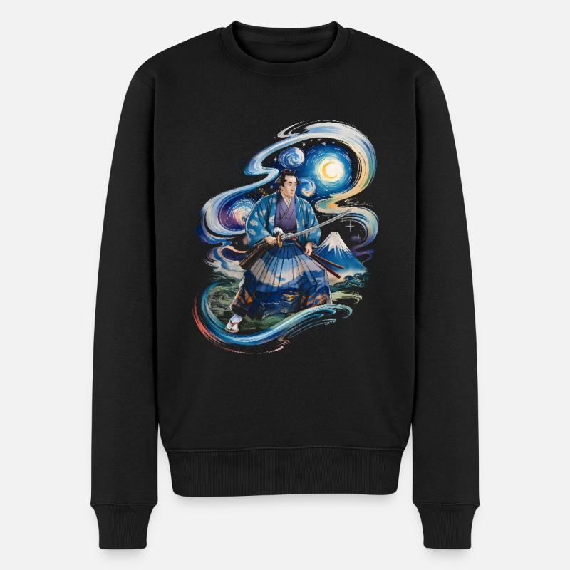 Samurai Ronin Mount Fuji japanisch - Männer Premium Bio Pullover - Schwarz