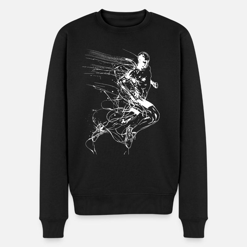 Dessin au trait de joggeur - Pull Premium bio Homme - noir