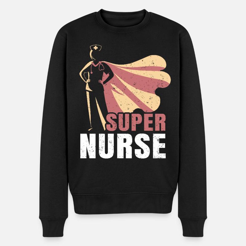 Infirmière – Infirmière super-héroïne - Pull Premium bio Homme - noir