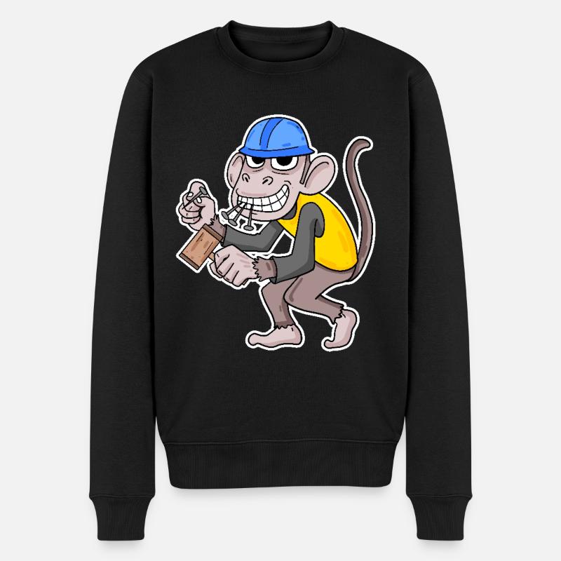 Baustelle Affe lustig Handwerker - Männer Premium Bio Pullover - Schwarz