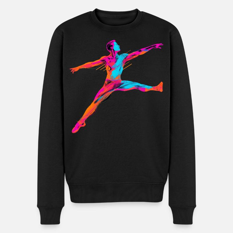 Männlicher Ballett Tänzer Synthwave - Männer Premium Bio Pullover - Schwarz