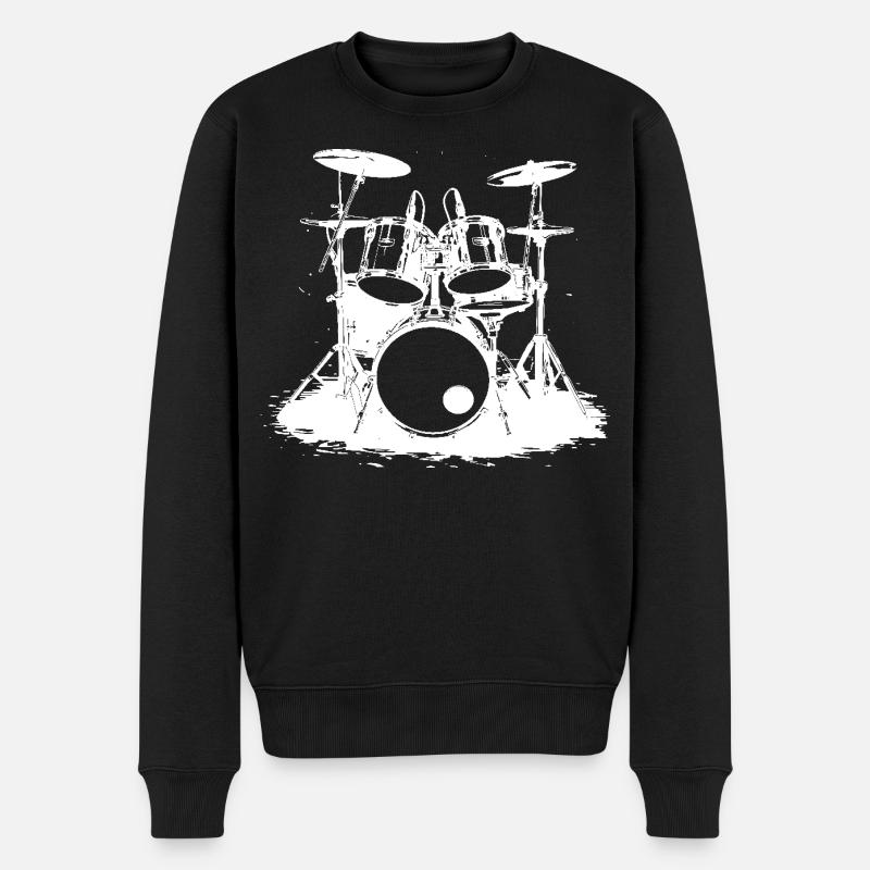 Schlagzeug - Männer Premium Bio Pullover - Schwarz