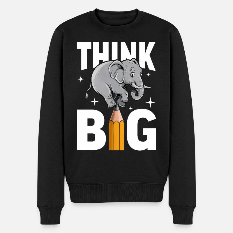 Denke groß Elefant Denker, Träumer und Visionäre - Männer Premium Bio Pullover - Schwarz