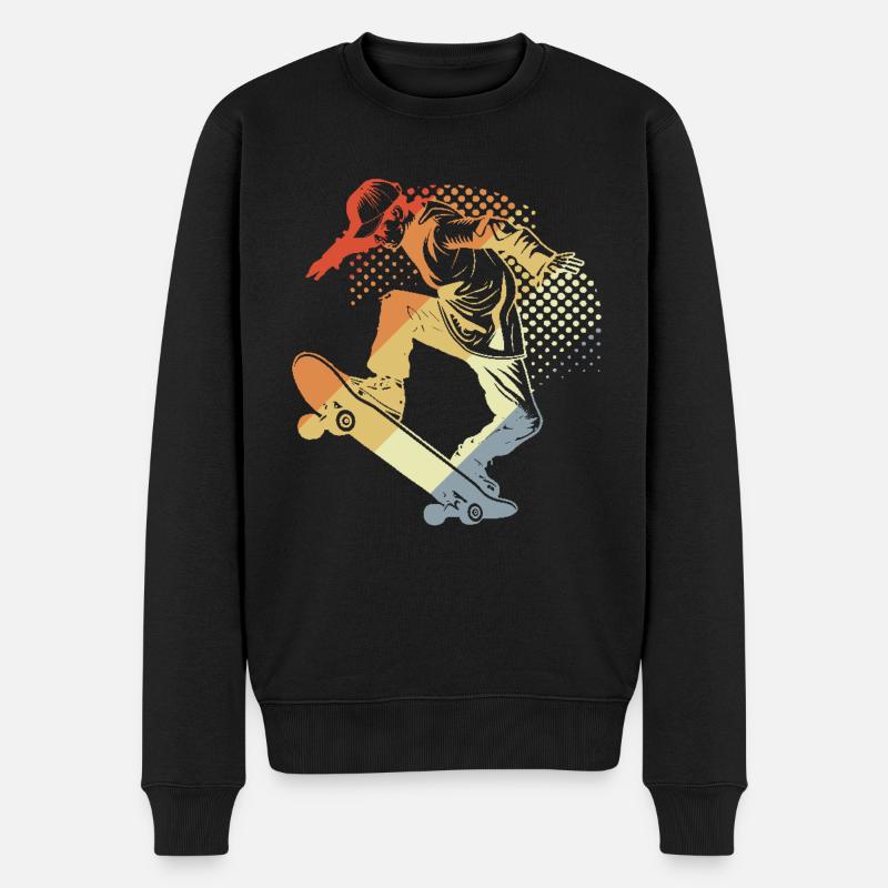 Skateboarder Retro - Männer Premium Bio Pullover - Schwarz