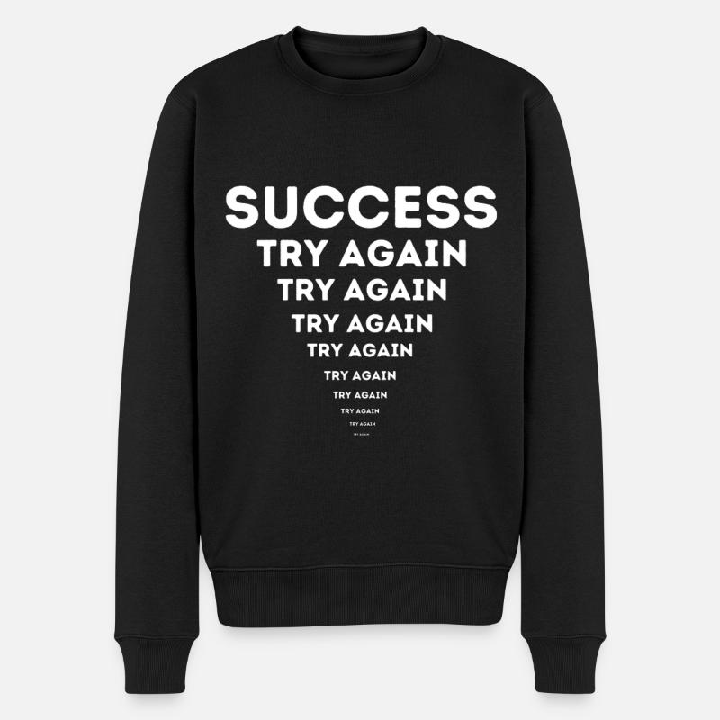 Erfolg & Motivation – Success Try Again - Männer Premium Bio Pullover - Schwarz