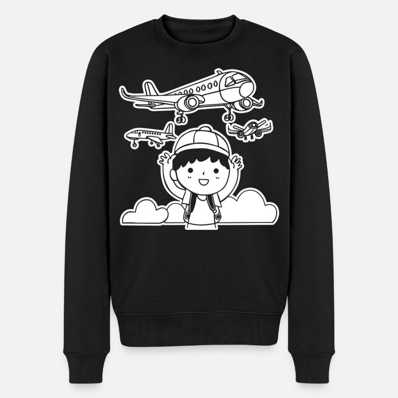 Lustige Flugzeuge - Männer Premium Bio Pullover - Schwarz