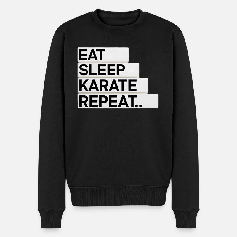 Eat. Sleep. Karate. Repeat... - Männer Premium Bio Pullover - Schwarz