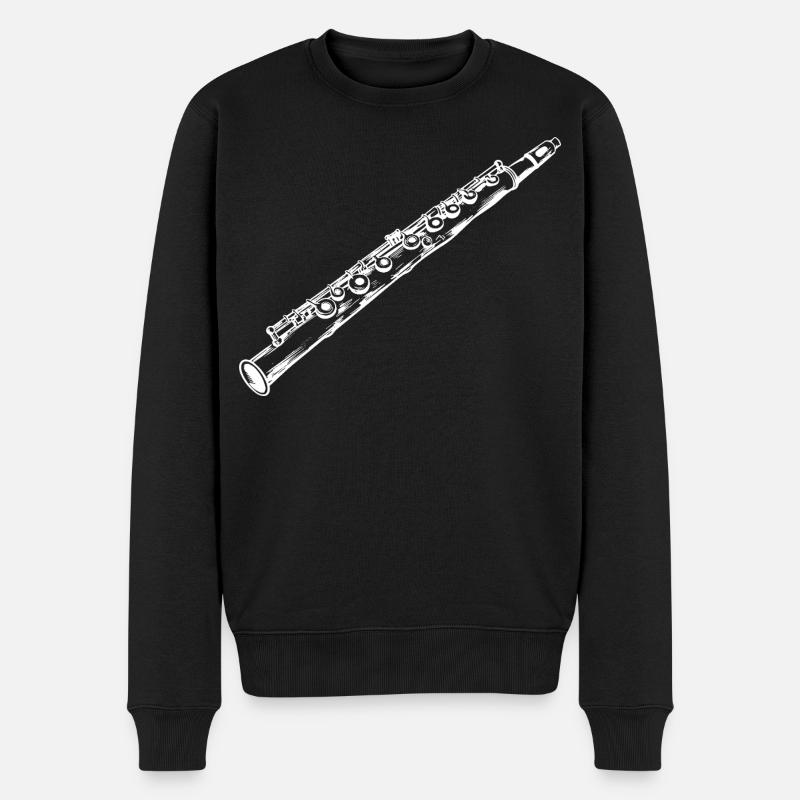 Flöte Zeichnung - Männer Premium Bio Pullover - Schwarz