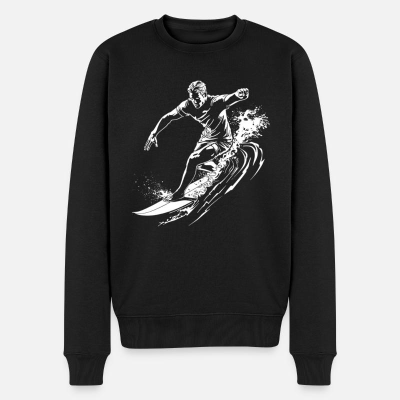 Surfing - Männer Premium Bio Pullover - Schwarz