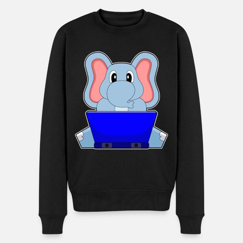 Elefant Laptop - Männer Premium Bio Pullover - Schwarz