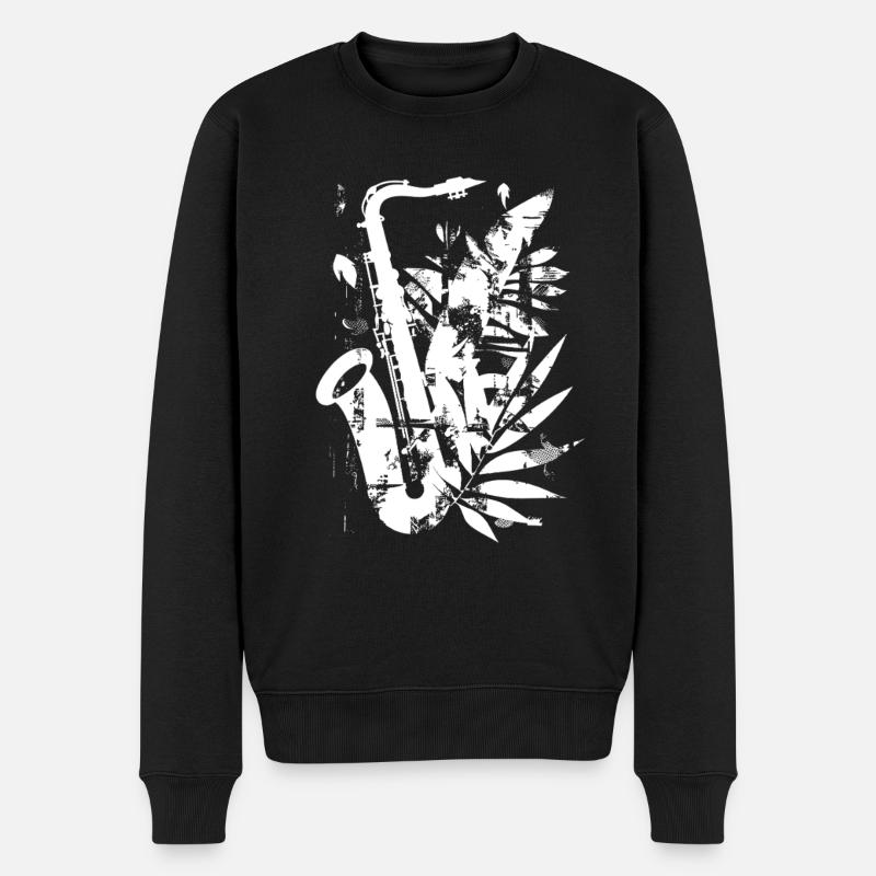 Saxophon Cartoon Stil - Männer Premium Bio Pullover - Schwarz