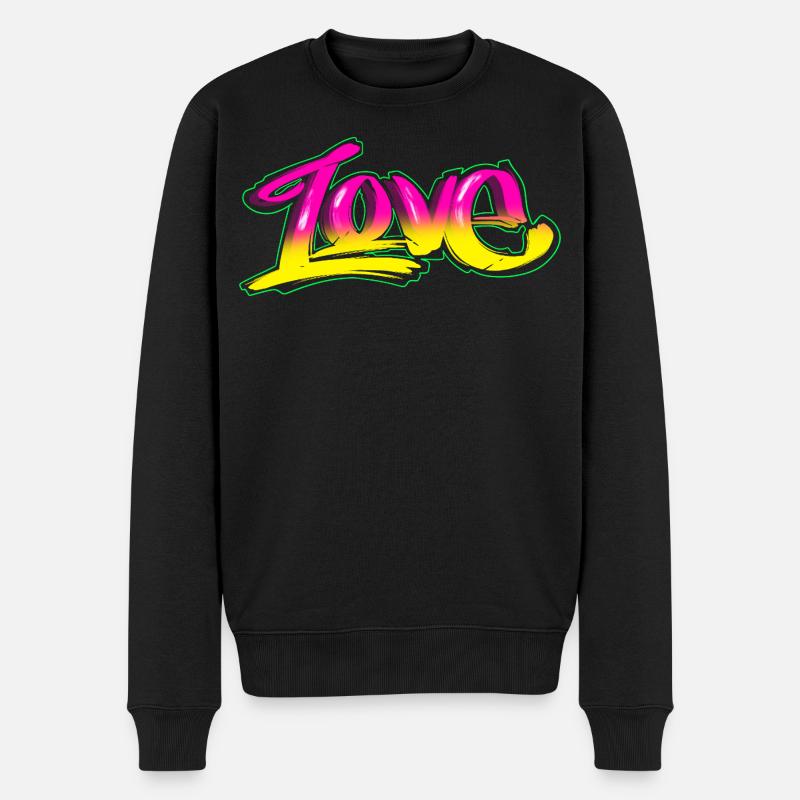 Love Graffiti Neon – Cyberpunk Streetwear Design - Männer Premium Bio Pullover - Schwarz