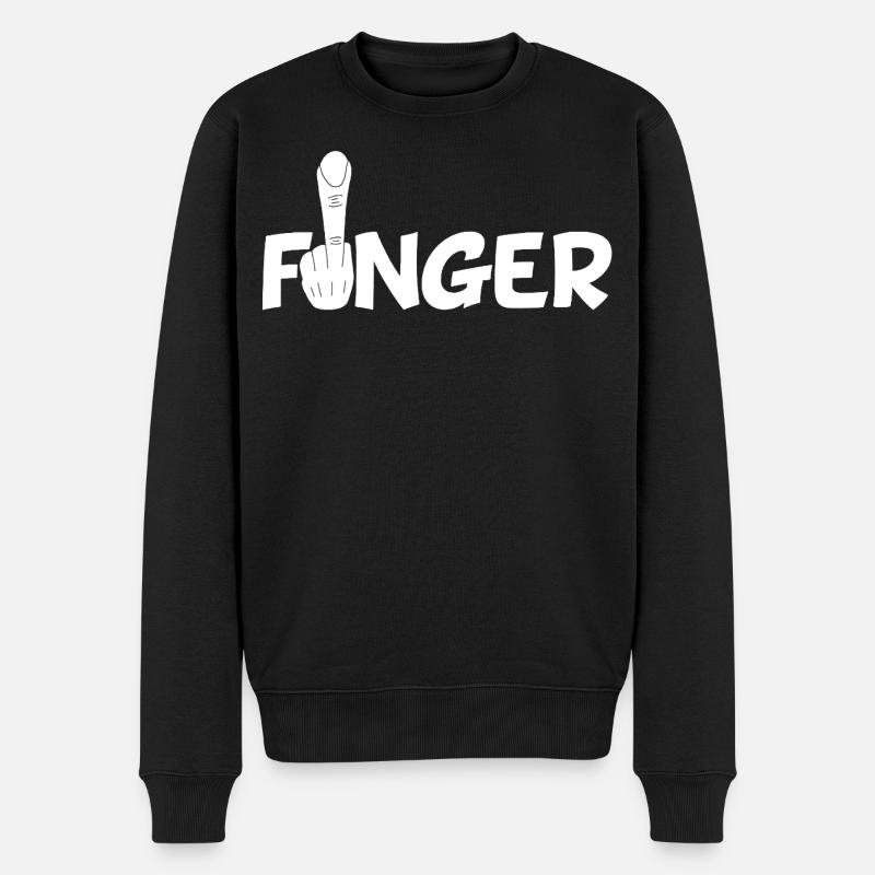 Der Finger (weiß) - Männer Premium Bio Pullover - Schwarz