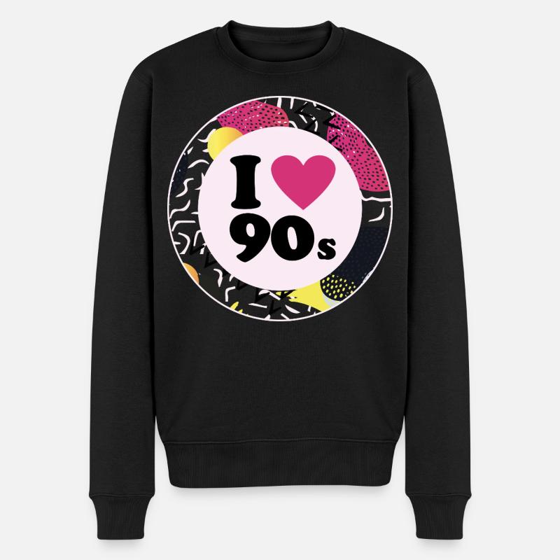 I ♥ 90s – Nostalgisches Retro-Design - Männer Premium Bio Pullover - Schwarz