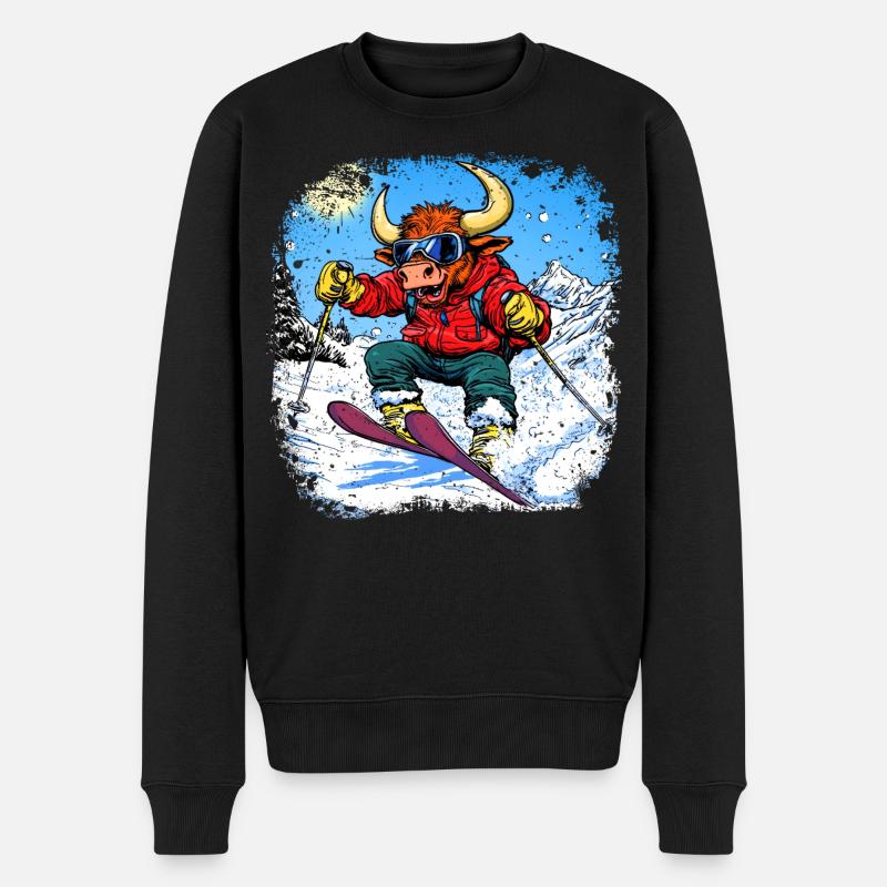Ski Stier - Männer Premium Bio Pullover - Schwarz