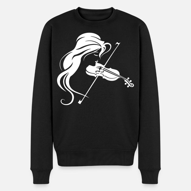 Dessin de fille de violon - Pull Premium bio Homme - noir