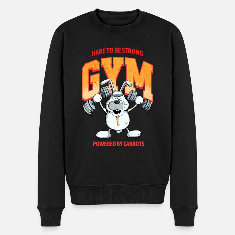 Hare To be Strong Krafttraining Hase Spruch - Männer Premium Bio Pullover - Schwarz