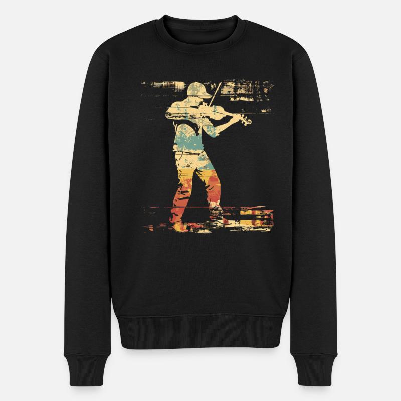 Geige Comic-Stil - Männer Premium Bio Pullover - Schwarz