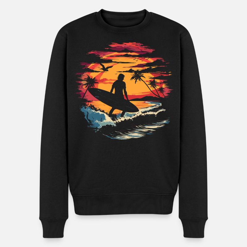 Surfer Grafik - Männer Premium Bio Pullover - Schwarz