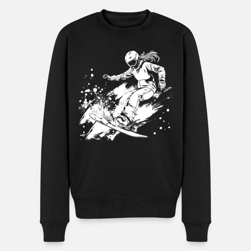 Snowboarderin - Männer Premium Bio Pullover - Schwarz