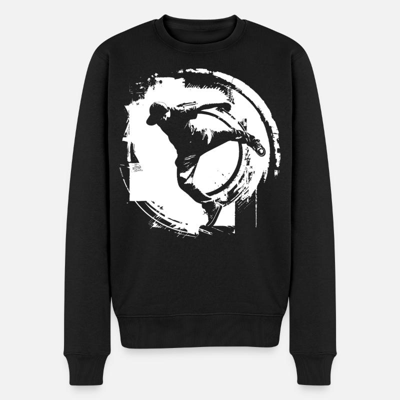 Breakdancer Zeichnung - Männer Premium Bio Pullover - Schwarz