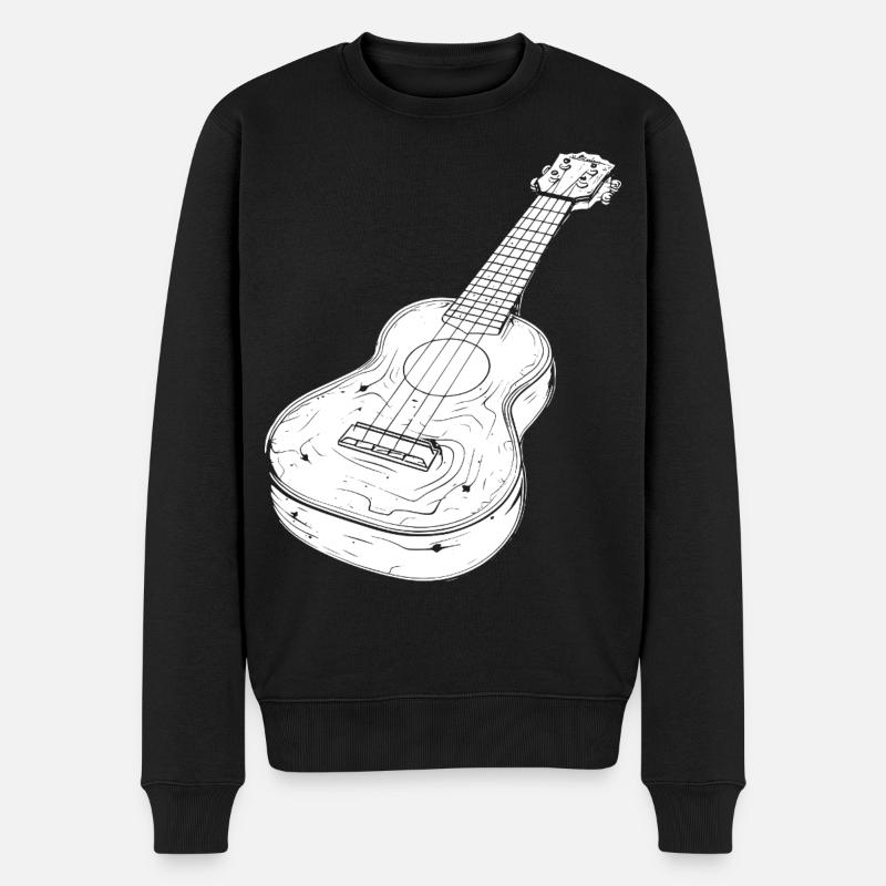 Ukulele Zeichnung - Männer Premium Bio Pullover - Schwarz