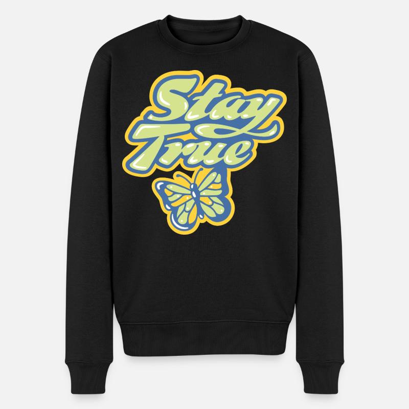 Stay True – Lettrage pastel - Pull Premium bio Homme - noir
