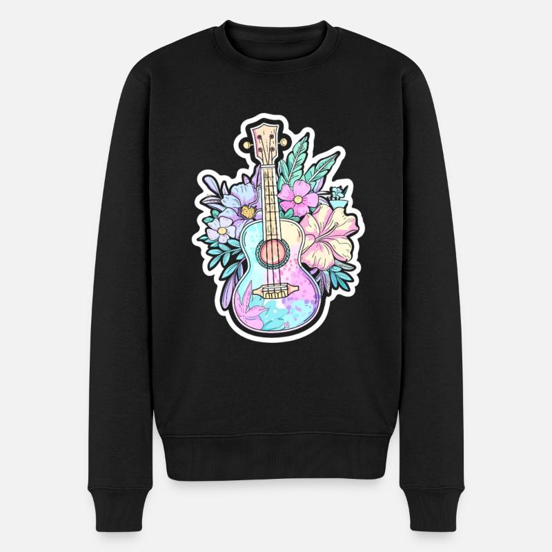 Ukulele Comic-Stil - Männer Premium Bio Pullover - Schwarz