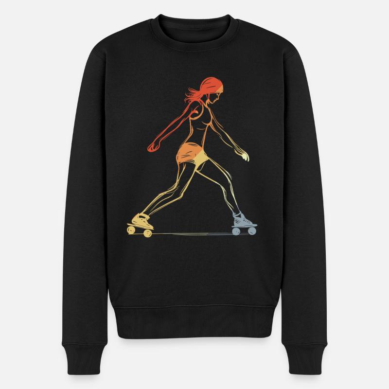 Weiblicher Roller Skater - Männer Premium Bio Pullover - Schwarz
